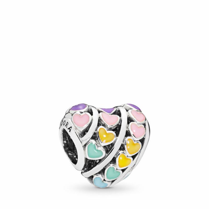 Pandora Rainbow Hearts Charm Ireland - Sterling Silver/Enamel/Blue - 401852UIQ